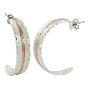 Montana Silversmiths Feather Rose Gold Vein Hoop Earrings (ER3430RG)